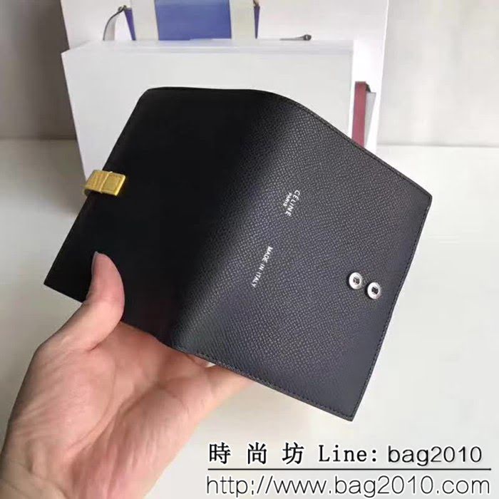 CELINE賽琳原單 專櫃款 手掌紋牛皮小號搭扣拼色錢夾 0146 SL1428